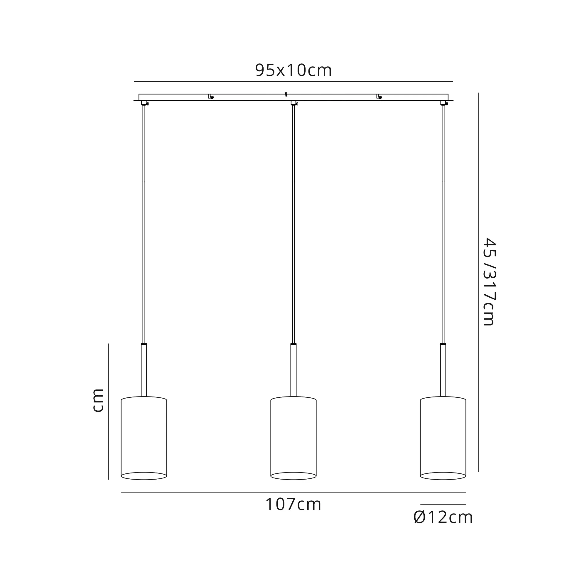 DK0769  Baymont 12cm Shade 3 Light Pendant Polished Chrome; White